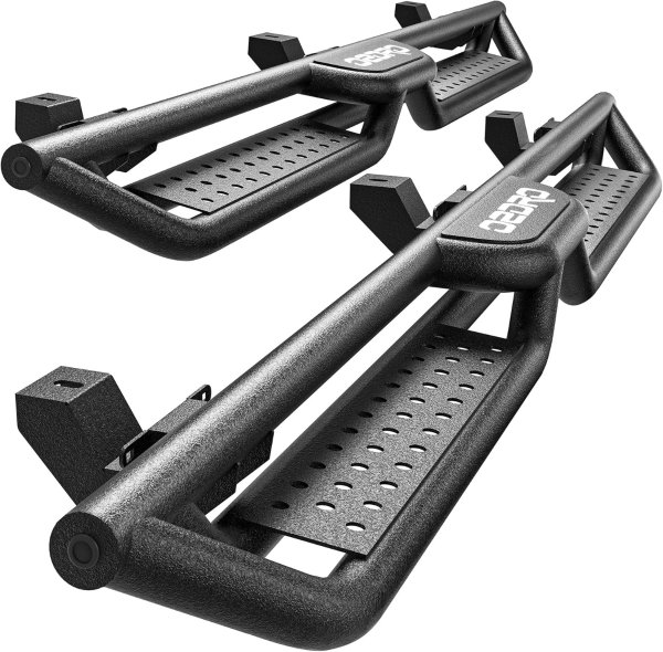 OEDRO Running Boards Two Stairs Design All-Steel Black