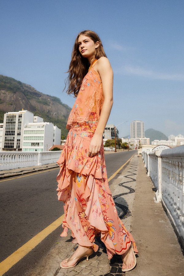 Boho 弹力褶皱半身裙