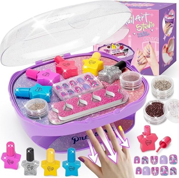 Purple Girls Nail Polish Set for Ages 5-10