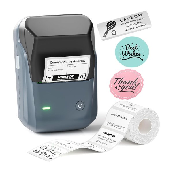 NIIMBOT B1 Label Maker Blue with 1 Roll White Label