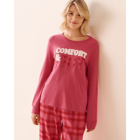 La Vie En Rose Comfort & Joy Interlock Sweater Plaid Elbow Patches