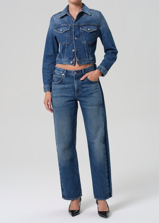 Lindz Easy Straight Tuxedo Stripe Jeans