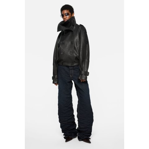 Acne StudiosCropped Double-Breasted Leather Trench Coat