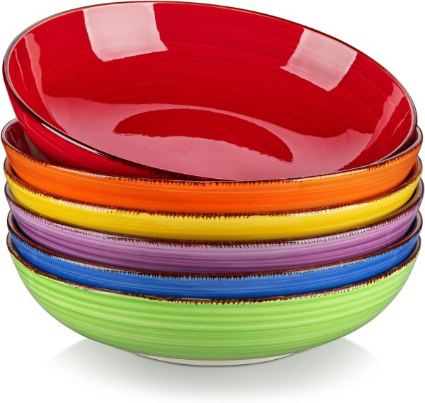 vancasso Bonita Ceramic Shallow Bowls 38oz Set of 6