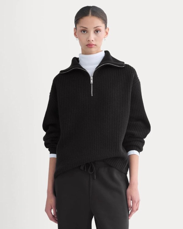  Luxe Merino Half-Zip Sweater Black