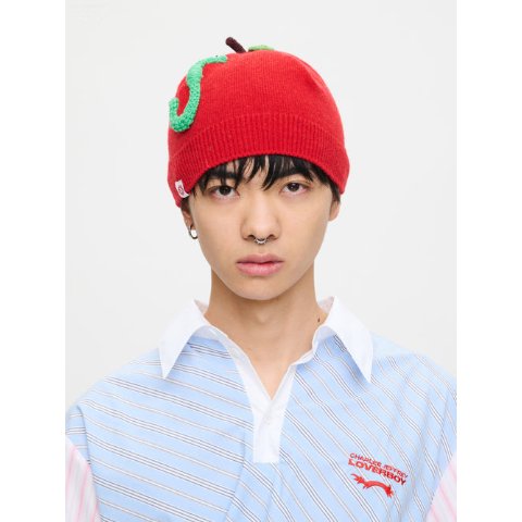 Charles Jeffrey LOVERBOY Apple Rib Beanie Red Green Worm