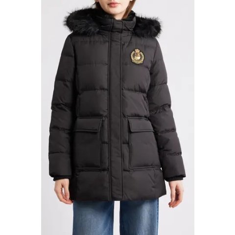 Ralph LaurenCrest Patch Down Hooded Coat