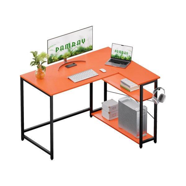 Pamray 43 Inch L-Shaped Computer Desk Orange