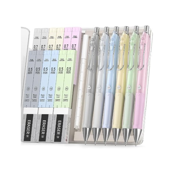 FourCandies Four Candies 6-Piece Pastel Mechanical Pencil Set with Refills