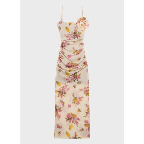 Blumarine乔其纱长裙 花卉印花