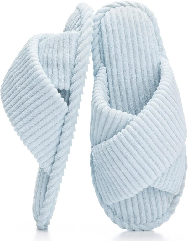 GOEWY Women's Corduroy Crossband Slippers Anti-Skid