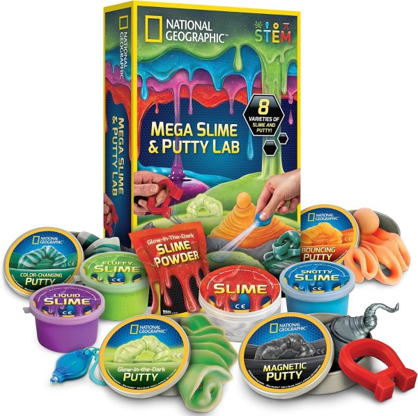 NATIONAL GEOGRAPHIC Mega Slime Kit 4 Types of Slime 4 Types of Putty