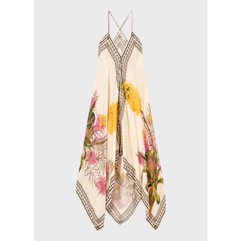 Blumarine长款印花斜纹连衣裙