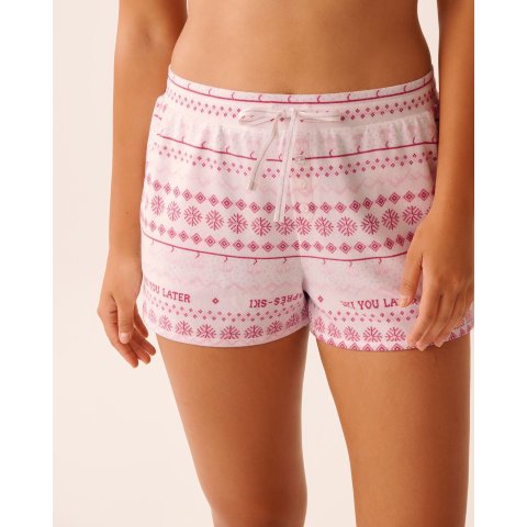 La Vie En Rose Pink Fair Isle Print Recycled Fibers Pajama Shorts