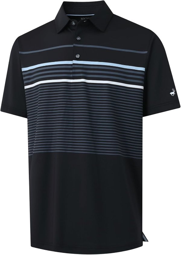 Rouen Men's Striped Polo Shirt Dry Fit Short Sleeve
