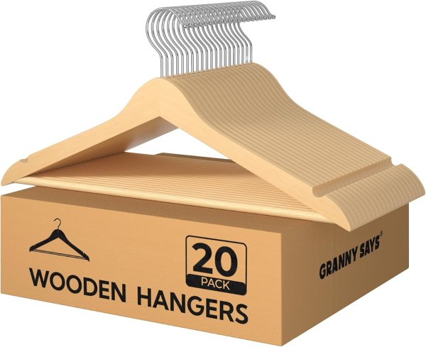GRANNY SAYS Wooden Hangers 20 Pack Natural Wood