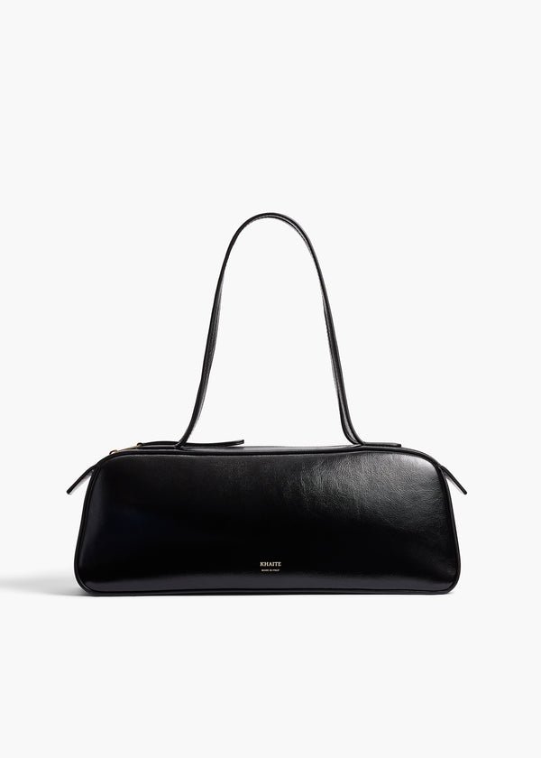 Simona Shoulder Bag Black Crackle Patent Leather