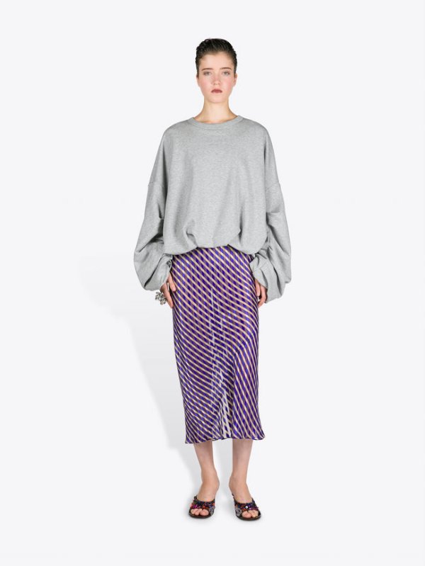 Pleated Sleeves Heavyweight Cotton Sweatshirt