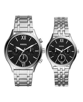 Fenmore 情侣银色不锈钢手表套装 44mm