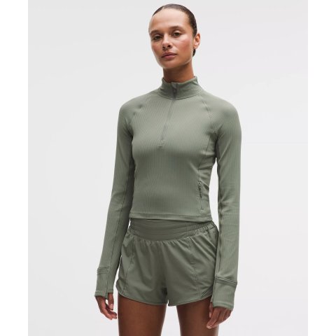 Rulu 罗纹半拉链短款上衣