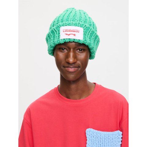 Charles Jeffrey LOVERBOY Chubby Beanie Hand Knitted Cotton Blend