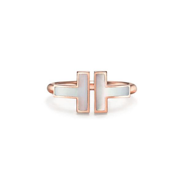 Tiffany & Co Rose Gold Mother-of-pearl T Ring