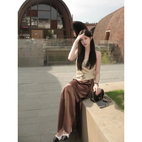 Satin 中腰拉链长裙