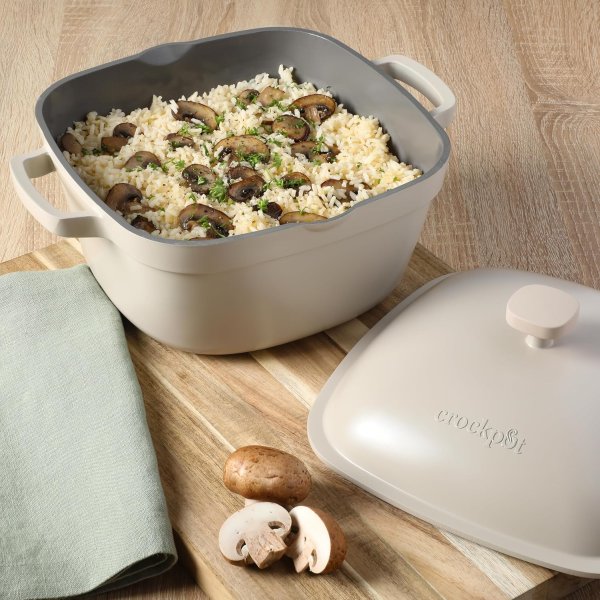 Crock-Pot Northvale Cast Aluminum Dutch Oven 5.2 Quart White