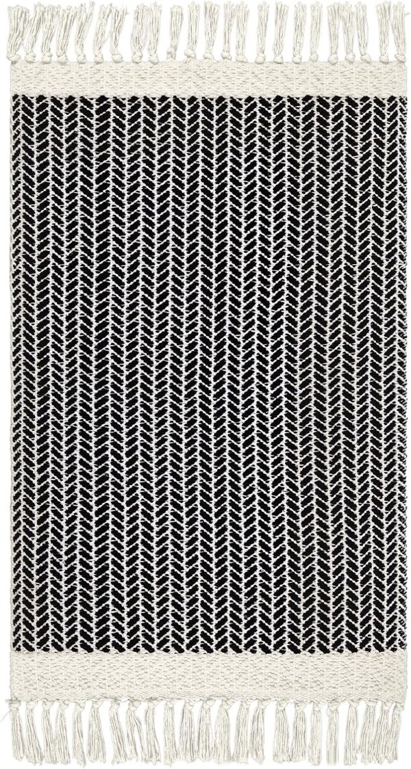 Lahome Belle 2x3 Door Mat Woven Cotton Black and White