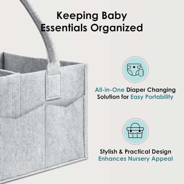 HIPHOP PANDA Diaper Caddy Organizer 2-Pack Grey