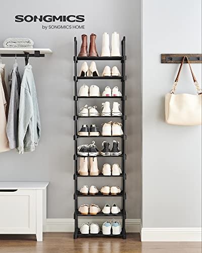 SONGMICS Shoe Rack ULSA25BK 10-Tier Metal Black