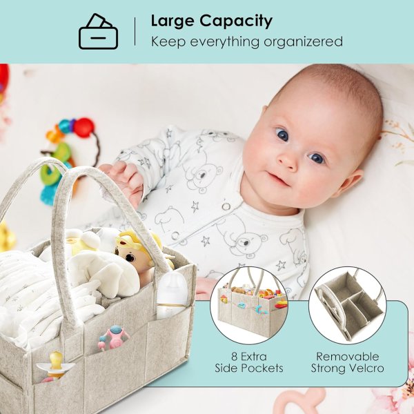 HIPHOP PANDA Diaper Caddy Organizer 2-Pack Grey