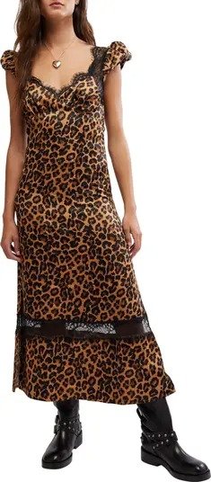 Foolish Heart Satin Dress with Lace Trim
