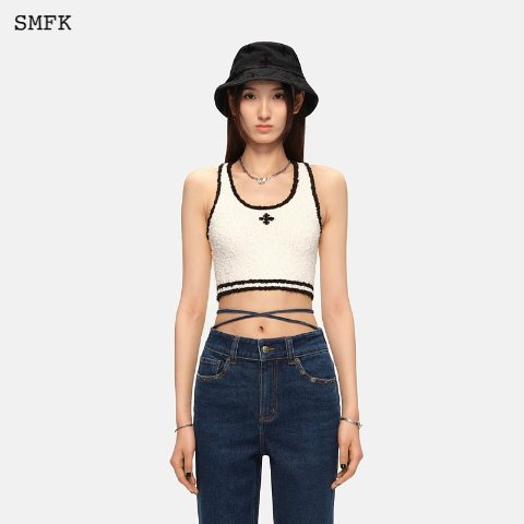 SMFK Vintage Campus Knit Vest White