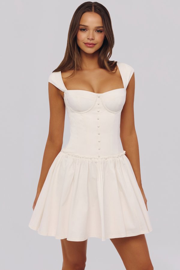 House of CB Kaia White Cotton Mini Dress