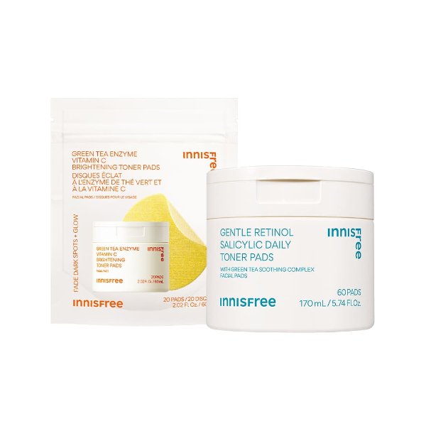 Vitamin C Brightening and Gentle Retinol Toner Pad Duo