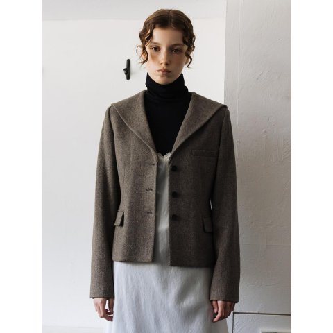 AND YOUSailor Collar Short Jacket Brown