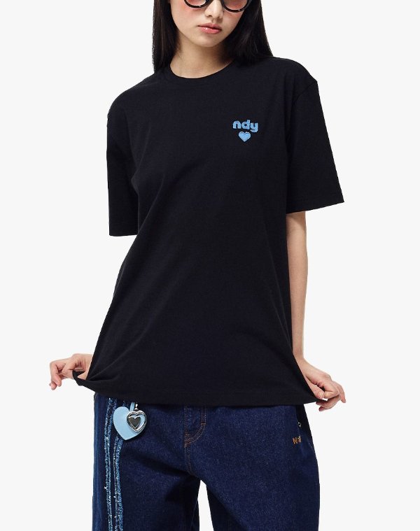 Denim Heart Logo Short Sleeve T-Shirt Black