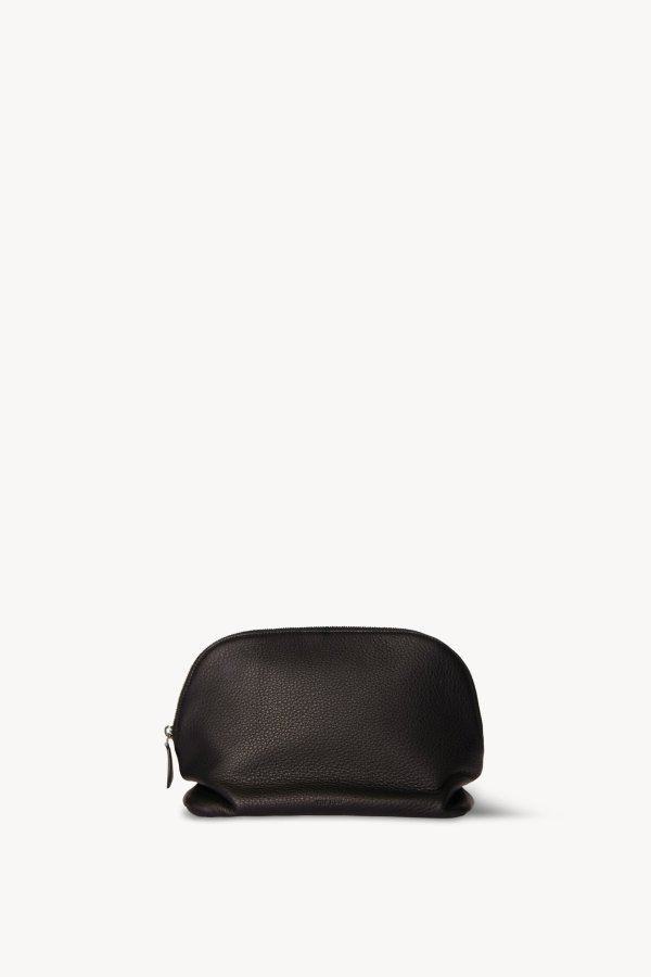 Agnes Calfskin Leather Pouch Dark Brown