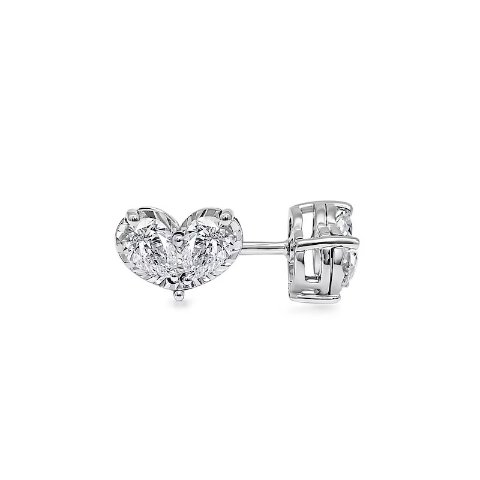 10K White Gold Pear Heart Stud Earrings Lab-Grown Diamond 1/2 CT