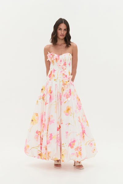 Gracie Gown Strapless Dress Floral Motif
