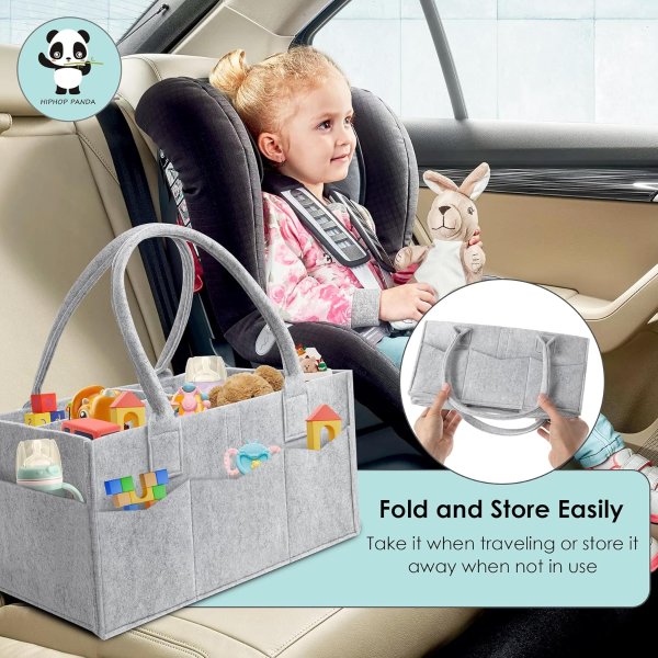 HIPHOP PANDA Diaper Caddy Organizer 2-Pack Grey