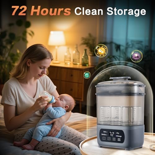 AMZBABYCHEF 4-in-1 Baby Bottle Steamer and Dryer Grey