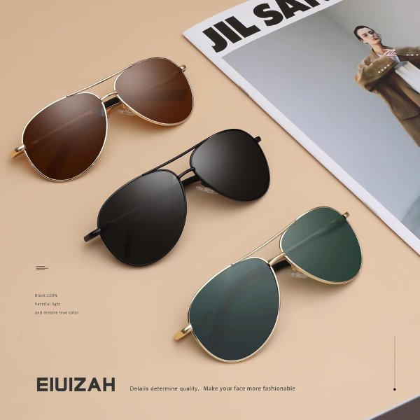 Eiuizah 经典飞行员偏光太阳镜
