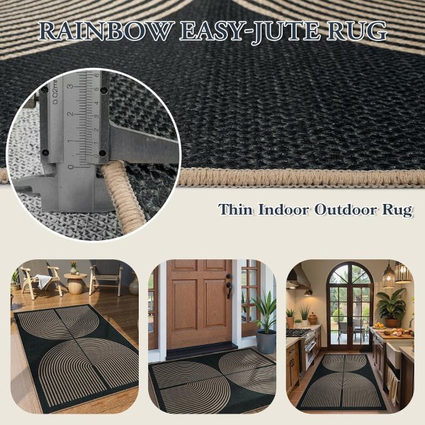 Lahome Enfys Jute Rug 3x5 Black