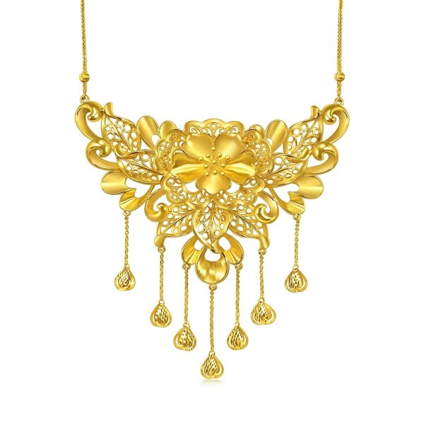 'Floral' 999 Gold Peony Flower Necklace