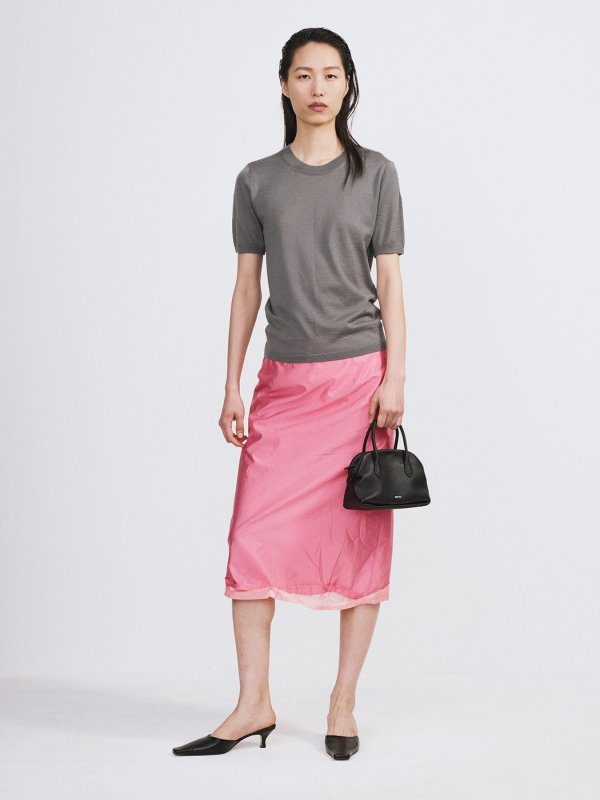 RECTO Silk Cashmere Knit Top Midnight Grey
