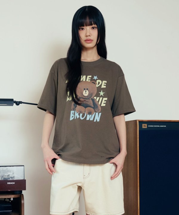 acmé de la vie LINE FRIENDS BROWN STAR Short Sleeve T-Shirt
