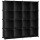 ULPC44BK Plastic Storage Organizer 16 Cubes Black