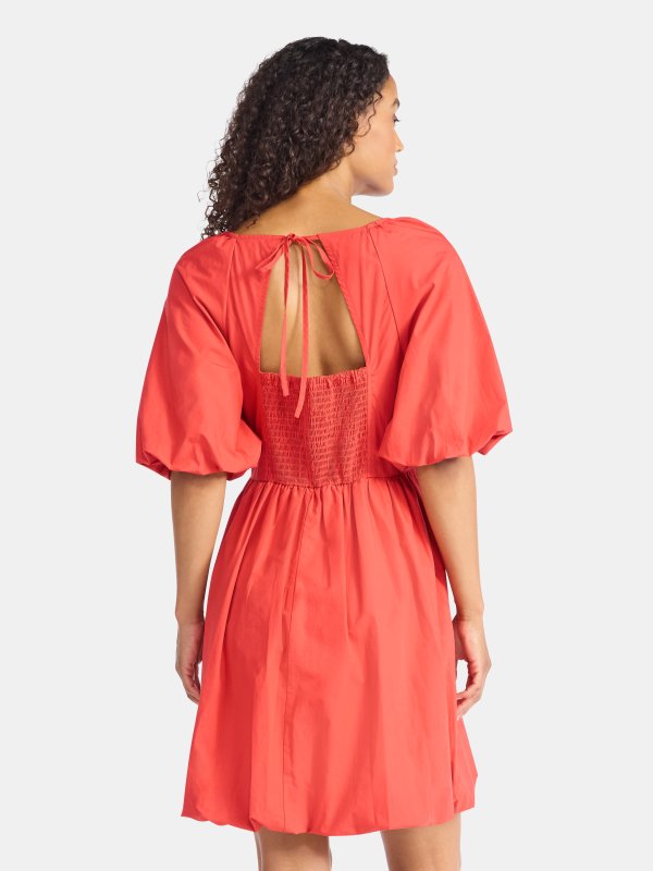 Time and Tru Cotton Mini Dress Puff Sleeves XS-4X